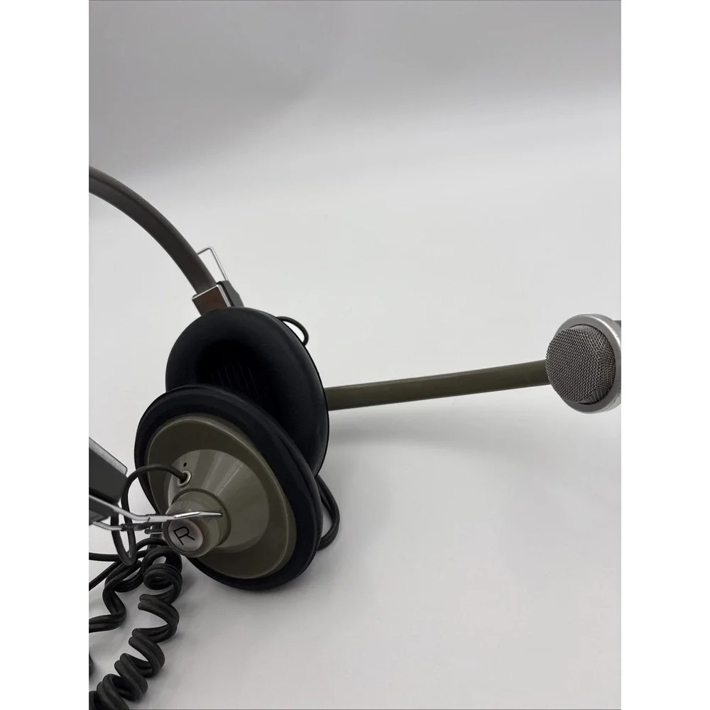 Vintage Sony HS-63A Headset RARE 1970s Retro Audio Boom Mic Made in Japan Olive